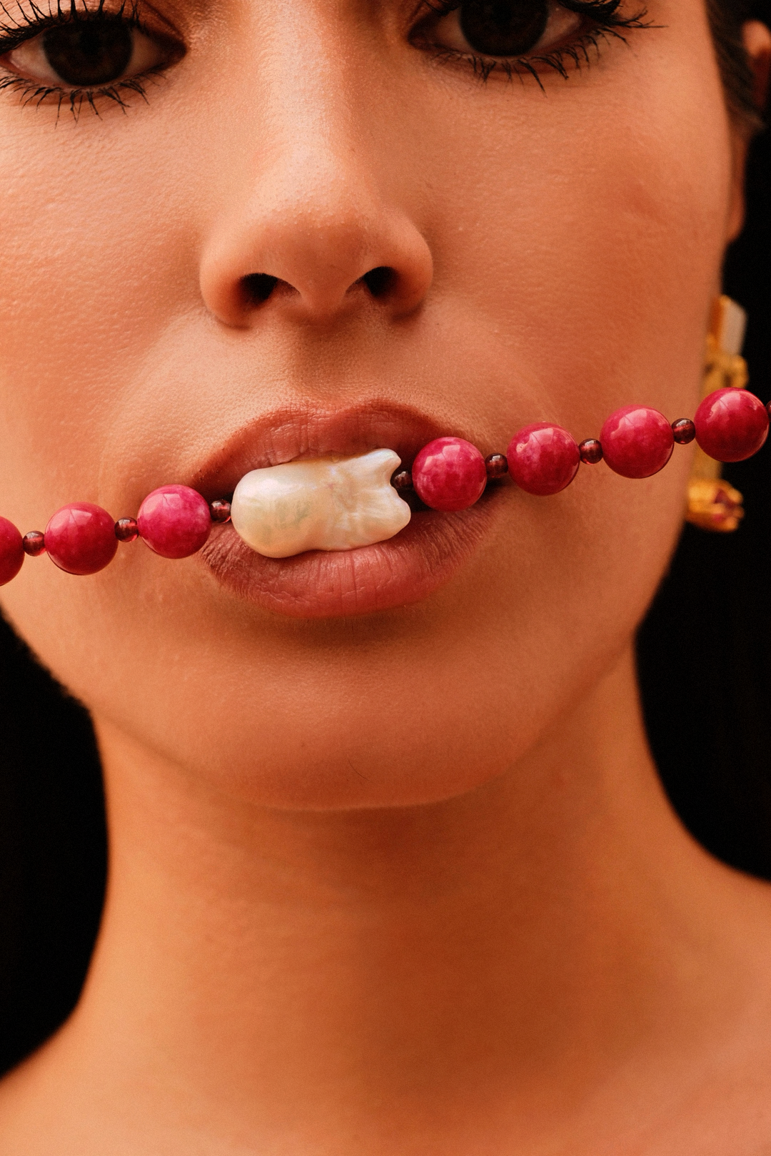 Pink Jade, Garnet & Baroque Freshwater Pearl // Energy: Ease