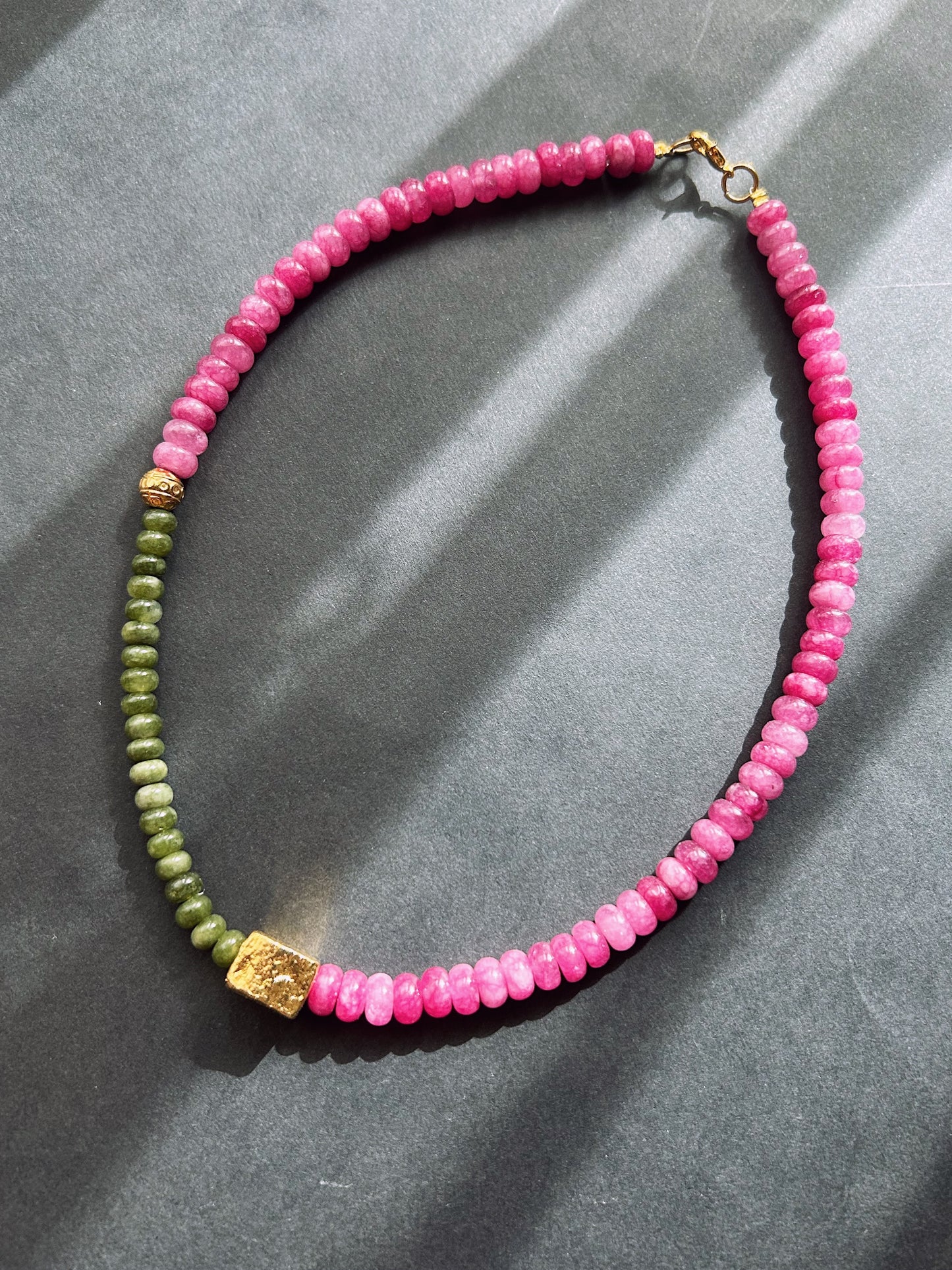Bloom Ritual Necklace - Pink & Green Jade