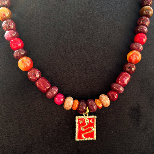 Serpent Muse Necklace In natural Jade & Agate gemstones