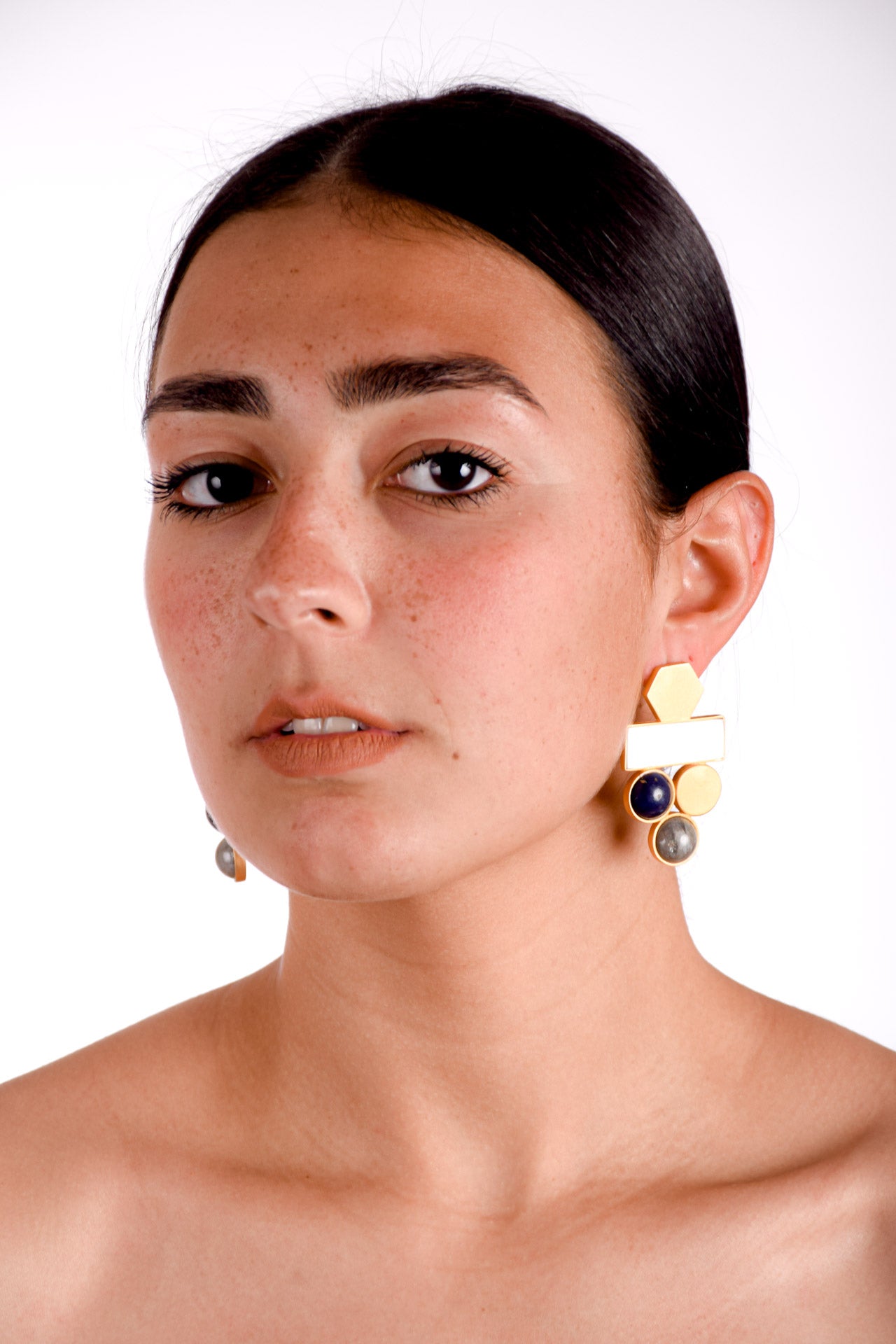 Nova Earrings in Lapis Lazuli, Mother of Pearl & Labradorite