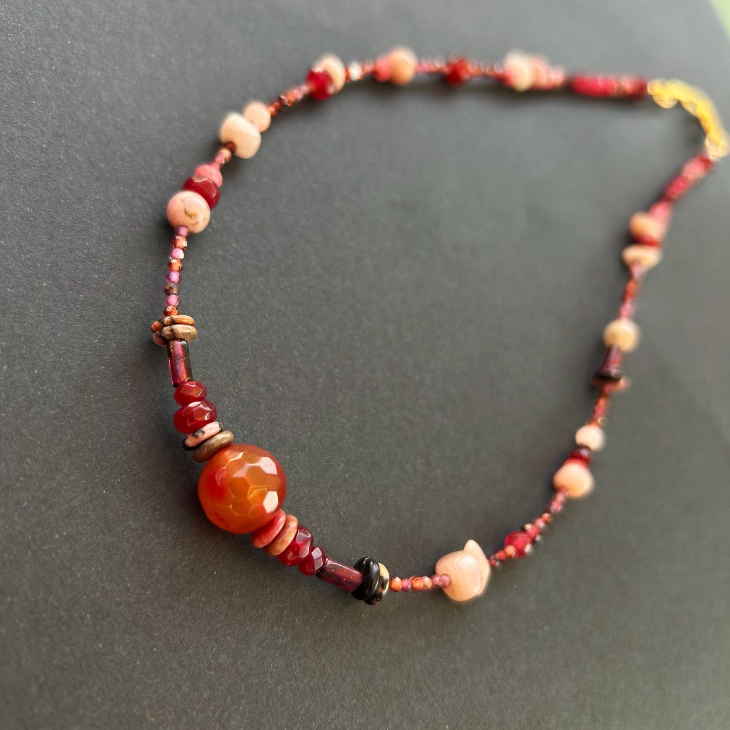 Fire Bloom Necklace - Agate, Sunstone, Rhodonite, Jade, Tourmaline & Garnet