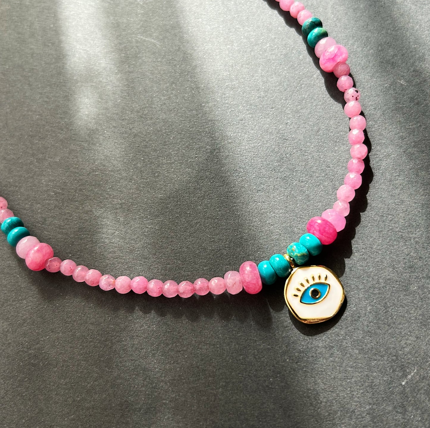 Candy Shield Necklace - Jade & Jasper gemstones