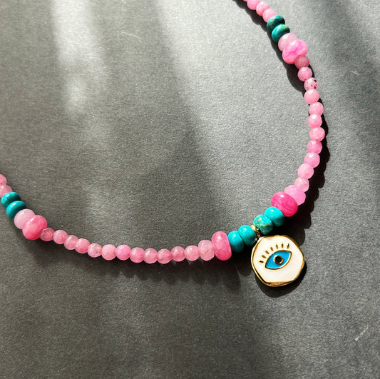 Candy Shield Necklace - Jade & Jasper gemstones