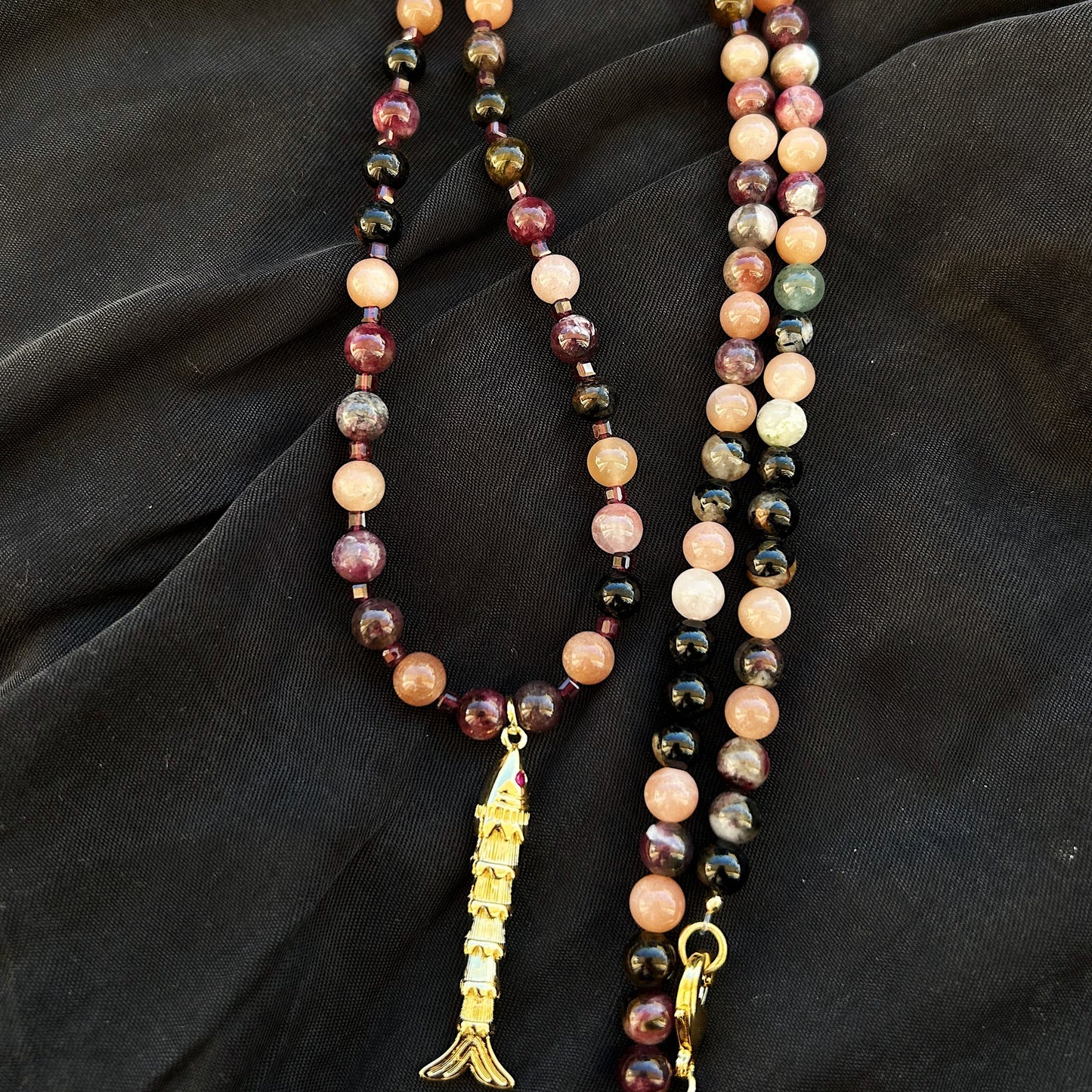 Wild Spine Glow In natural Tourmaline, Garnet & Sunstone