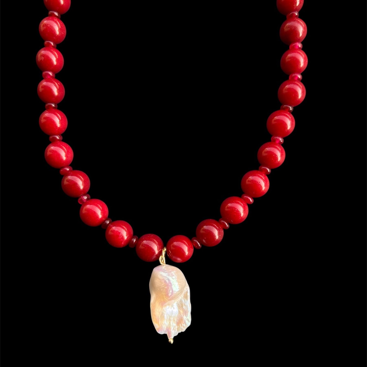 Red Jade & Baroque Freshwater Pearl // Energy: Passion