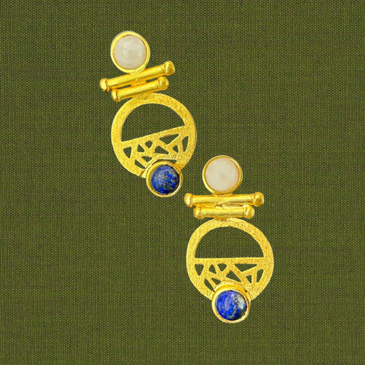 Faya Earrings in  Lapis Lazuli &  Mother of Pearl