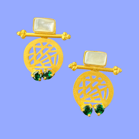 Maria Earrings in Green Emerald