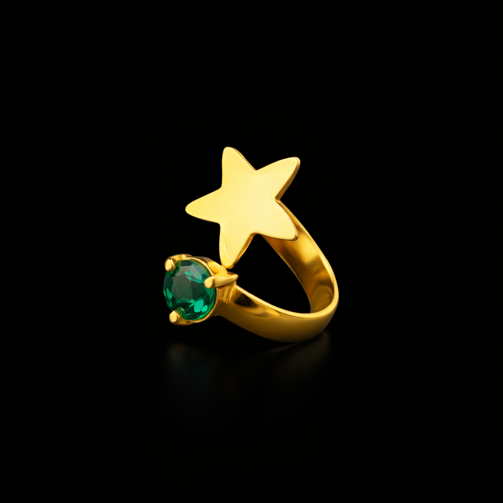 Starry Glow Ring In Green Emerald