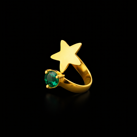 Starry Glow Ring In Green Emerald