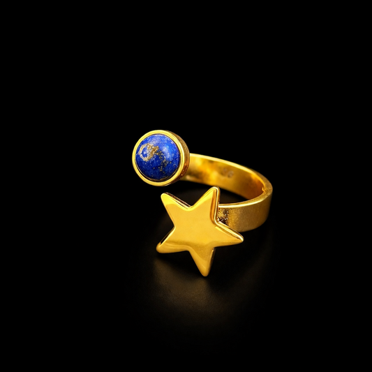 The Starry Glow Ring in Natural Lapis Lazuli