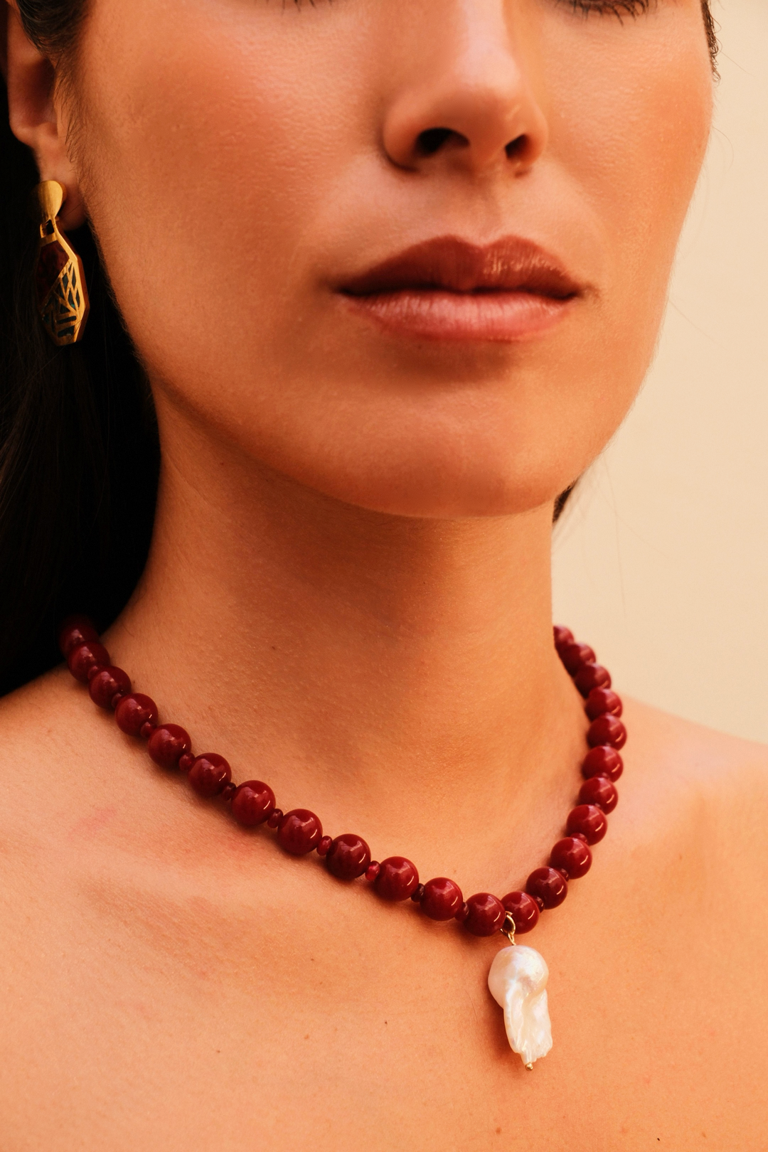 Red Jade & Baroque Freshwater Pearl // Energy: Passion