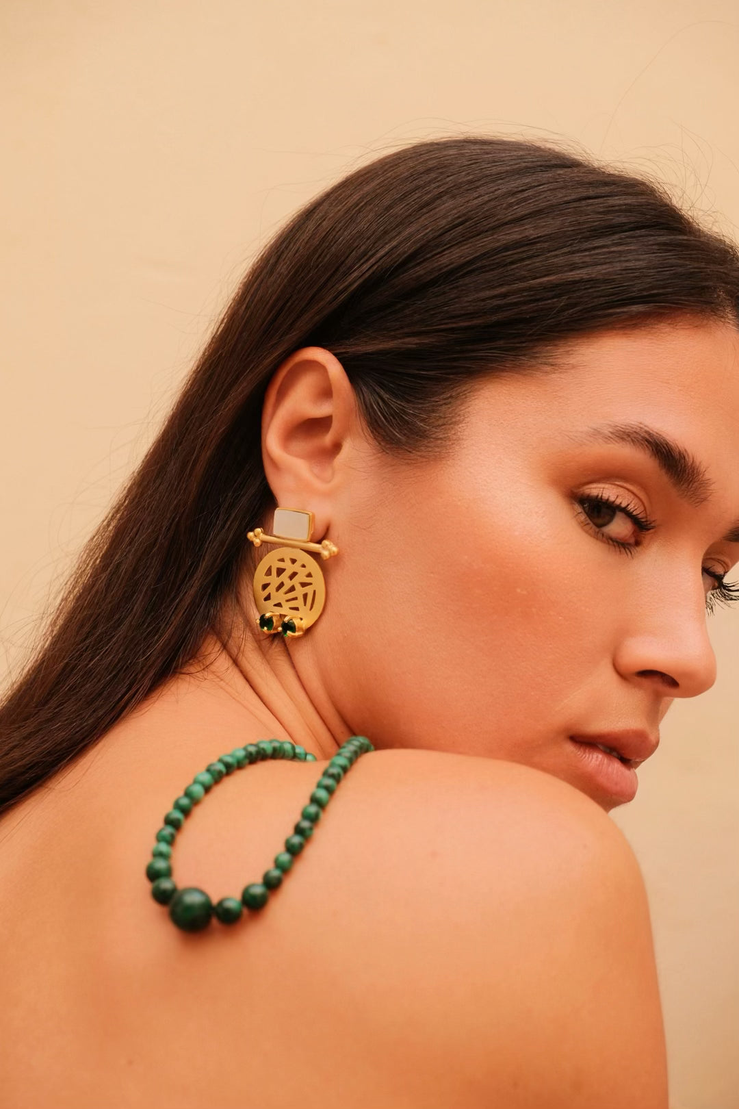 Maria Earrings in Green Emerald