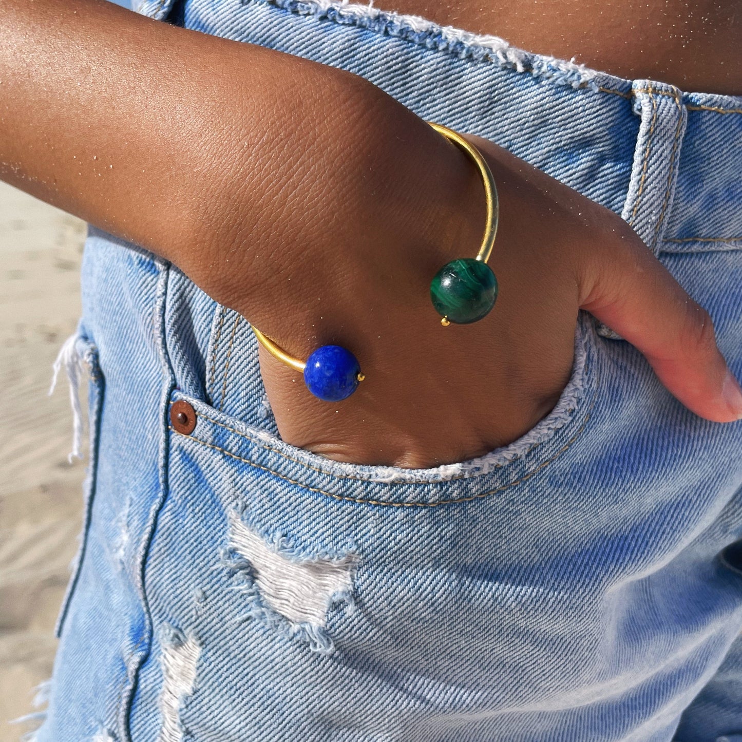 Vibe Check Bangle - Lapis Lazuli & Malachite