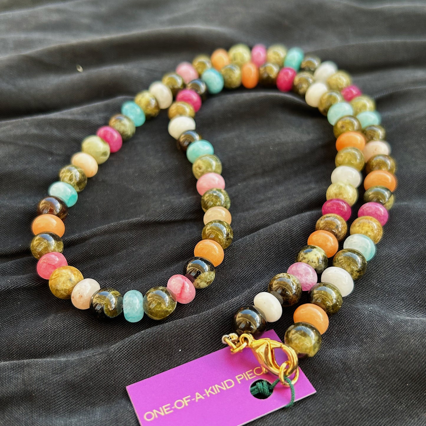 Aura Bloom Necklace In natural Peridot & Jade Gemstones