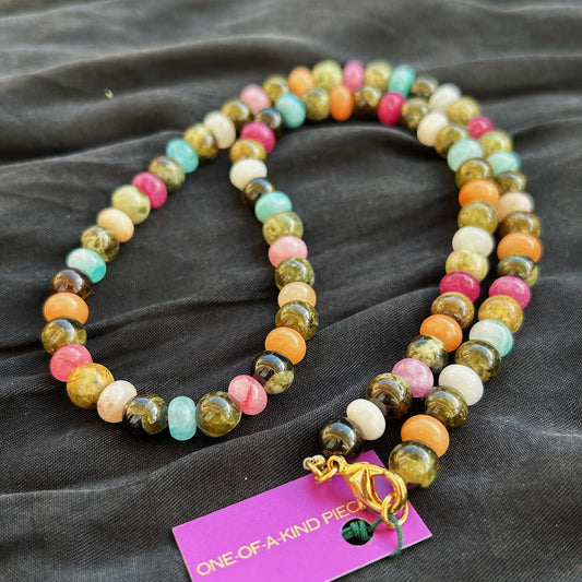 Aura Bloom Necklace In natural Peridot & Jade Gemstones