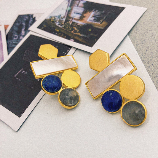 Nova Earrings in Lapis Lazuli, Mother of Pearl & Labradorite