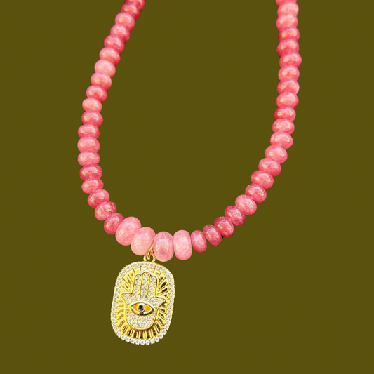 Pink Aura Guard In Pink Jade gemstone