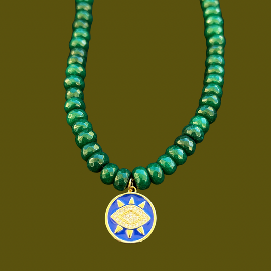 Emerald Gaze Necklace In Green Jade
