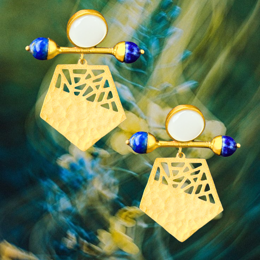 Savia Earrings in Lapis Lazuli & Mother of Pearl