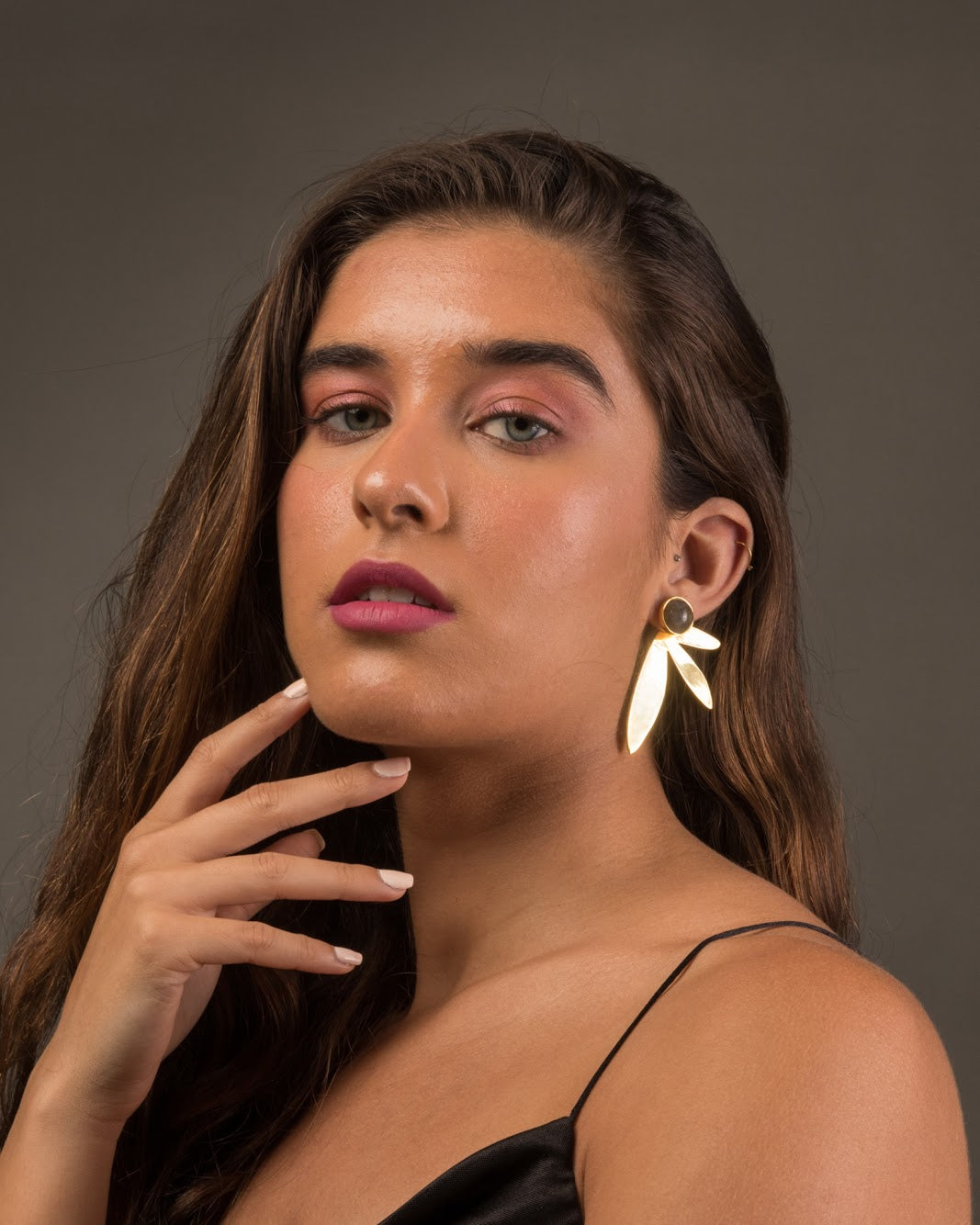 The Lily Earrings — Natural Labradorite