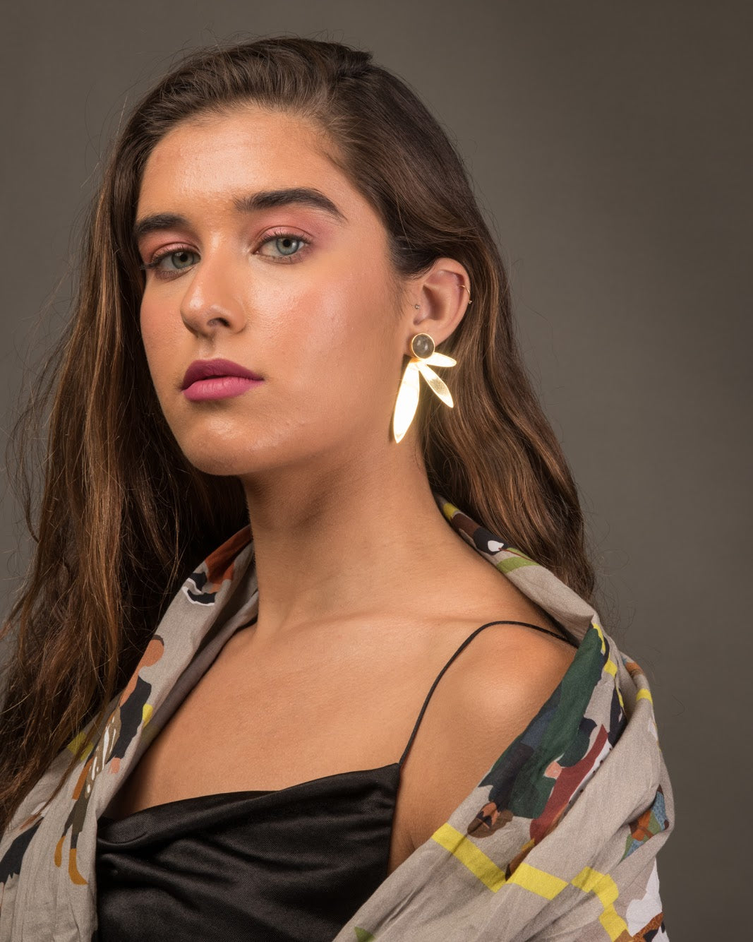 The Lily Earrings — Natural Labradorite