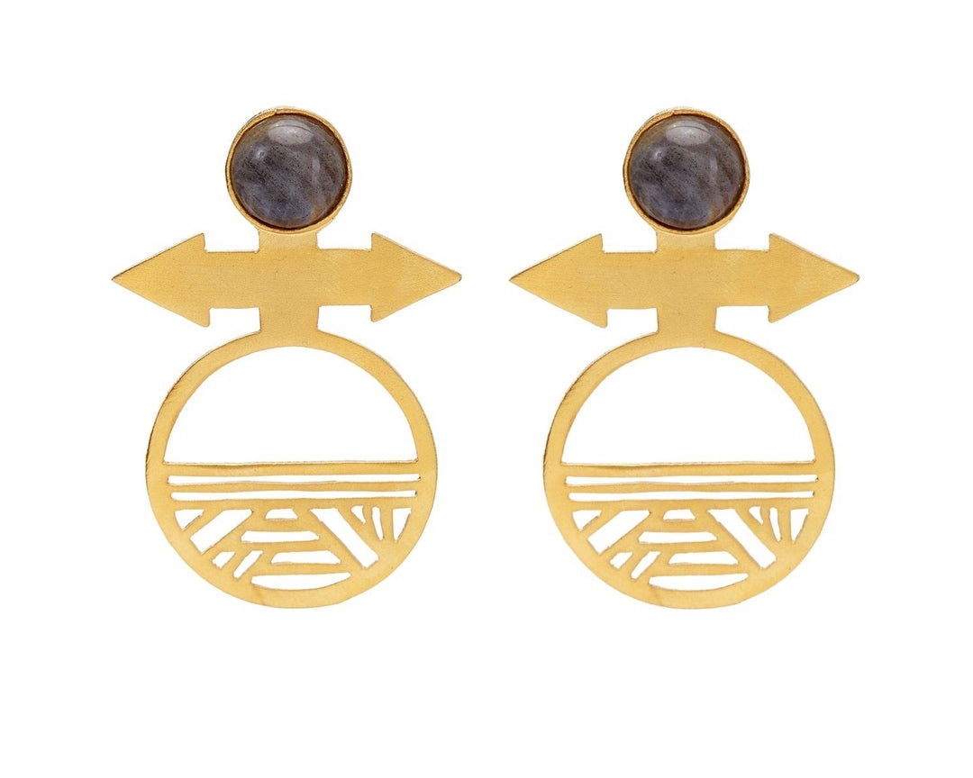 Iris Earrings in Natural Labradorite