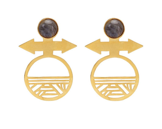 Iris Earrings in Natural Labradorite